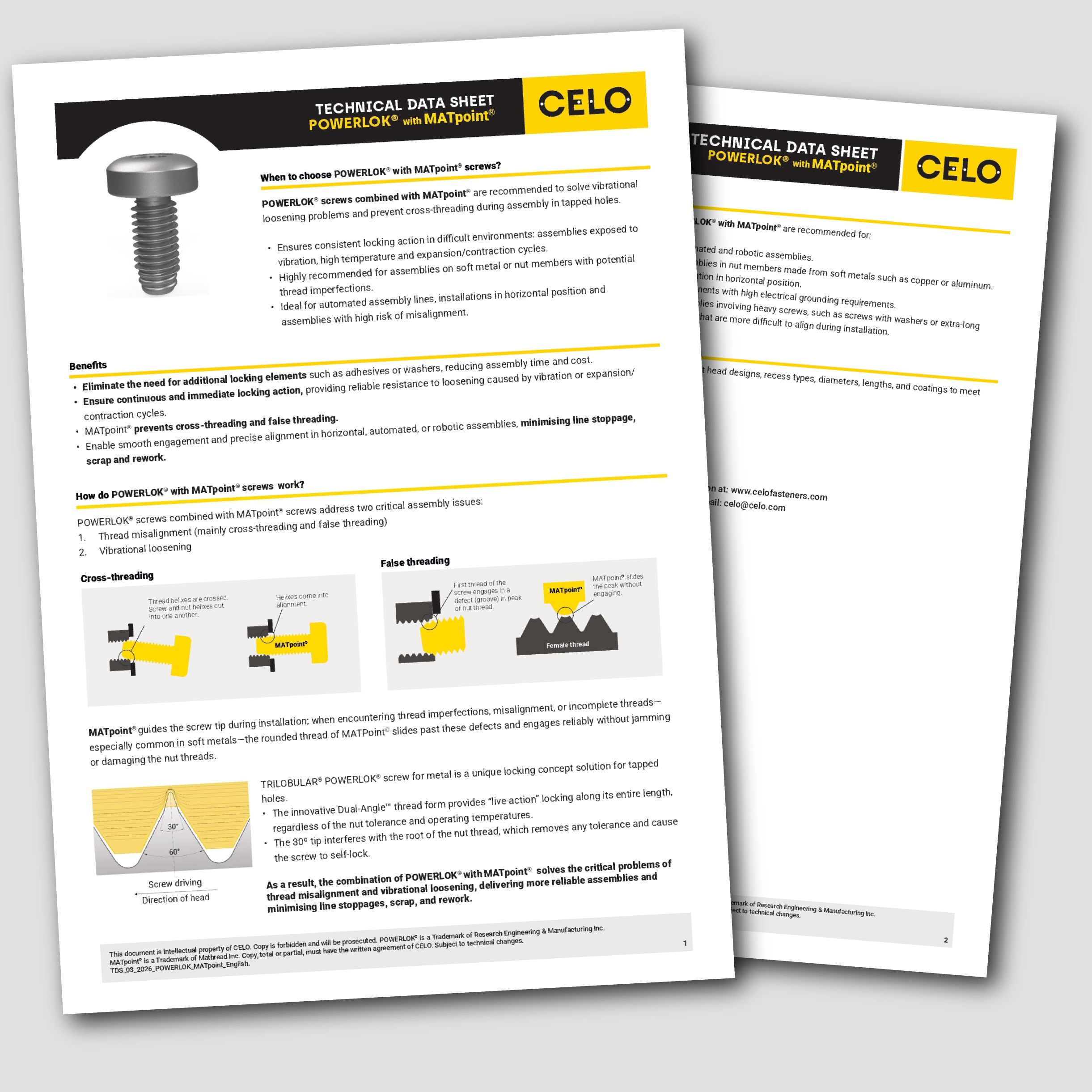POWERLOK® + MATpoint® screws technical data sheet